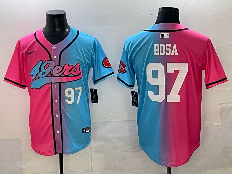 Men 2025 San Francisco 49ers #97 Bosa Pink Blue Nike Limited NFL Jersey 02->san francisco 49ers->NFL Jersey
